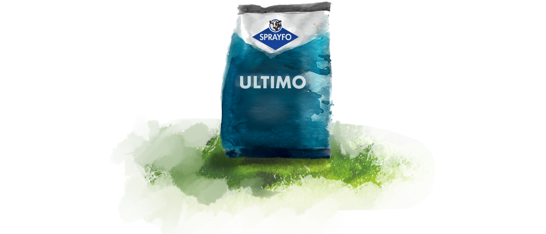 A watercolor image of a Sprayfo Ultimo bag on a green surface